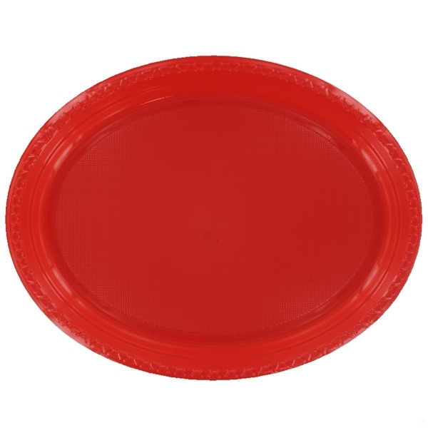 Red Oval Plastic Plates Large Pk25 eBay