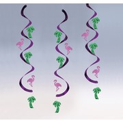 Decoration Luau Dizzy Danglers Flamingo Palm Tree Pk5 