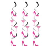 Party Decoration - Pink Martini & Heels Dizzy Danglers Pk5 