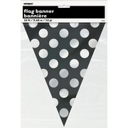 Black Flag Banner with White Polka Dots (3.6m) Pk 1 