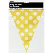 Yellow Flag Banner with White Polka Dots (3.6m) Pk 1 