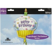 Balloon Foil Supershape Happy Birthday Cupcake Pk1 