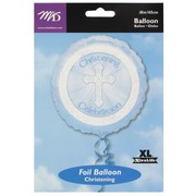 Balloon Foil 18in Blue Radiant Cross Christening Pk1 