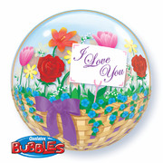 Bubble Balloon I Love You Flower Basket 22in Pk1