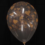 Balloons Latex All Over Clear Swirling Hearts Pk5 