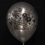 Metallic Latex Party Balloons - Hollywood Stars (Silver) Pk5 