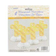 Mini Cross Honeycomb Decorations - Christening P 4