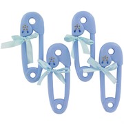 Baby Shower Favours - Blue Pins with Ribbon Pk4 