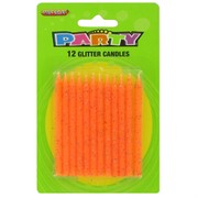 Candles Glitter Orange Pk12 