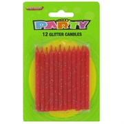 Candles Glitter Red Pk12 