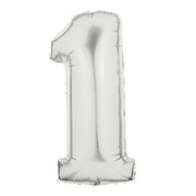 Balloon Foil Supershape approx 92cm Silver Number 1 Pk1