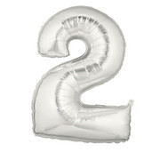 Balloon Foil Supershape approx 92cm Silver Number 2 Pk1