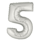 Balloon Foil Supershape approx 92cm Silver Number 5 Pk1 