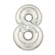 Balloon Foil Supershape approx 92cm Silver Number 8 Pk1
