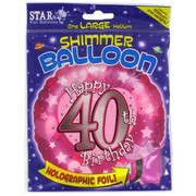 Balloon Foil 18in Shimmer Happy 40 Pink Pk1 
