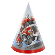Fire Engine Party Hats Pk8 