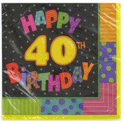 Happy 40th Birthday Party Napkins - Lunch Infinite Pk24 