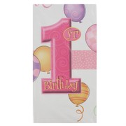 1st Birthday Party Tablecover - Pink Balloons Pk1 