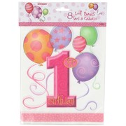Loot Bags 1st Birthday Balloons Pink Pk8 