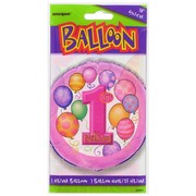 Balloon Foil 18in 1st Birthday Balloons Pink Pk1 