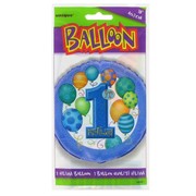 Balloon Foil 18in 1st Birthday Balloons Blue Pk1 