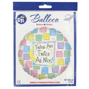Baby Shower Twins 18in Foil Balloon - Twice As Nice Quilt Pk1 