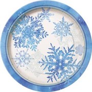 Snowflake Party Plates - Large 23cm Christmas Snowflakes Pk8