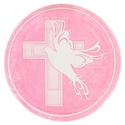 Pink Dove & Cross Plates (7in) Pk 8 