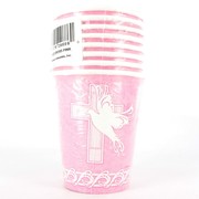 Pink Dove & Cross Cups Pk 8 