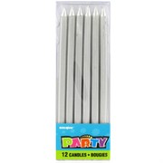 Candles Tall Silver Pk12 