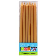 Candles Tall Gold Pk12 