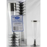 Party Champagne Flutes - Silver Rim & Base 170ml Pk12