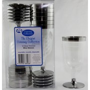 Party Wine Glasses - Silver Rim & Base 225ml Pk12