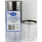 Plastic Tumblers - Silver Rim 295ml Pk12