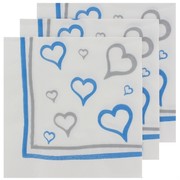 Hearts Party Napkins - Lunch 2Ply Caprice Blue Silver Pk50 
