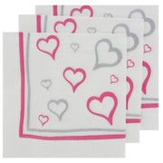 Hearts Party Napkins - Lunch 2Ply Caprice Silver Magenta Pk50 