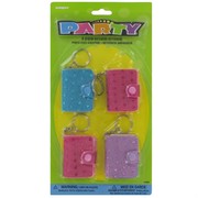 Party Favours - Sequin Notebook Keyrings Pk 4 