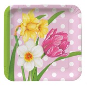 Plates Square 7in Polka Dot Garden Pk8 