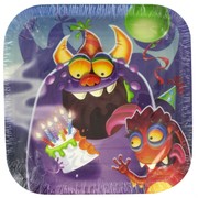 Monster Party Plates - Small Square 17cm Monster Mania Pk8 