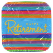Retirement Square Party Plates - Small 17cm Pk8 
