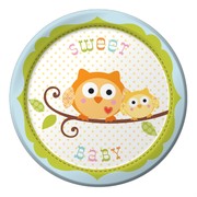 Owl Baby Shower Plates - Small 17cm Happi Tree Boy Pk8