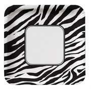 Zebra Print Square Party Plates - Large 23cm Pk8 