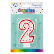 Candles Numeral Red and White #2 Pk1 