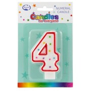 Candles Numeral Red and White #4 Pk1 
