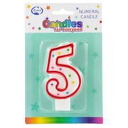 Candles Numeral Red and White #5 Pk1 