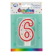 Candles Numeral Red and White #6 Pk1 