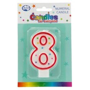 Candles Numeral Red and White #8 Pk1 