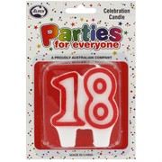 Candles Numeral Red and White #18 Pk1 