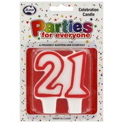 Candles Numeral Red and White #21 Pk1 
