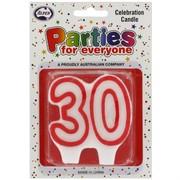 Candles Numeral Red and White #30 Pk1 